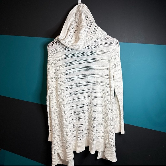 Eddie Bauer White Cardigan linen/cotton hooded size L - Picture 13 of 16